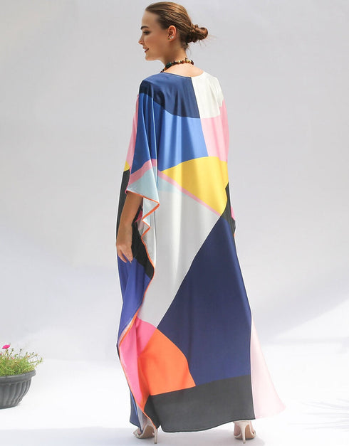 Multi Color Heavy Designer Digital Printed Over Size Shirt And Pant Luxury Silk Kaftan