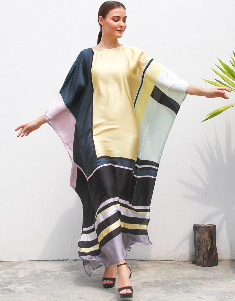 Peach Yellow Heavy Designer Digital Printed Maxi Style Dress African Kaftans