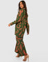 Designer Party Wear Readymade Co-Ords Set Green Korean Bsy Pant Shirt Close-up View