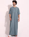 Slate Grey Thobe Persian Cotton Blend Digital Printed Work