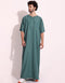 Mineral Green Thobe Persian Cotton Blend Digital Printed Work