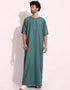 Mineral Green Thobe Persian Cotton Blend Digital Printed Work
