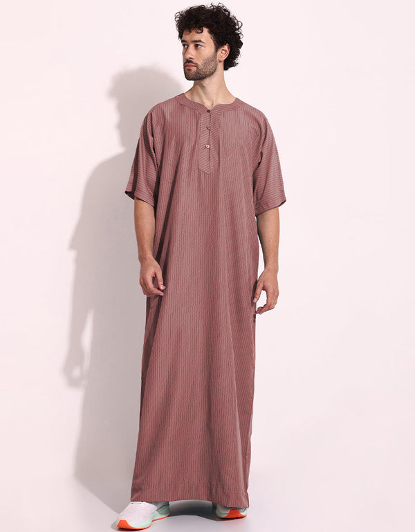 Rosy Brown Thobe Persian Cotton Blend Digital Printed Work