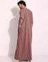 Rosy Brown Thobe Persian Cotton Blend Digital Printed Work Closure View