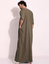 Roman Coffee Thobe Persian Cotton Blend Digital Printed Work Closure View