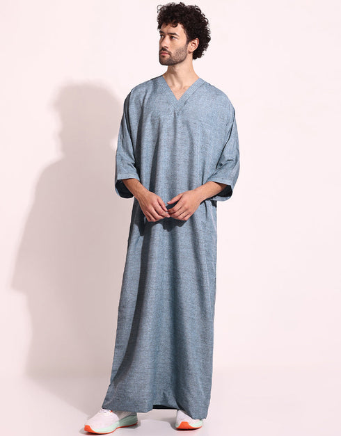 Blue Thobes Spun Cotton Digital Printed Work