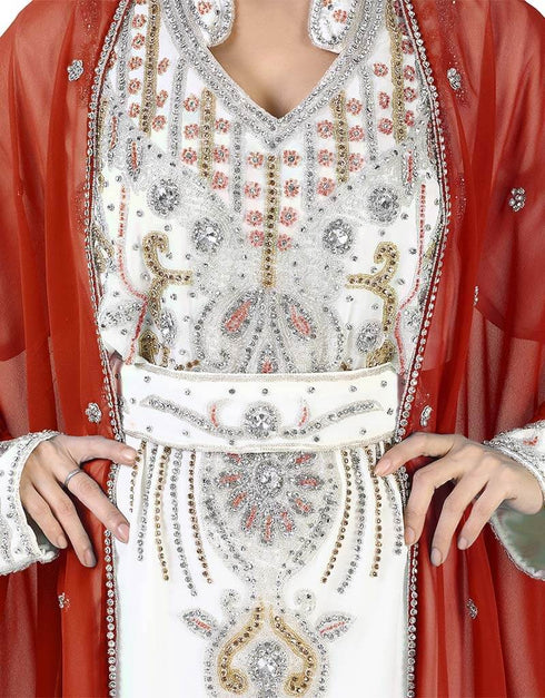 Arabic Rust Colored Embroidery worked Kaftan