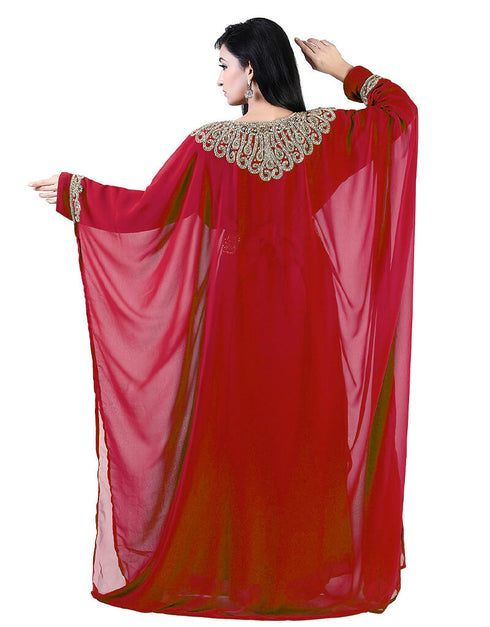 Beautiful Red Colored Georgette Heavy Farasha