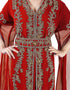 Modest Maroon Georgette Pearl Embroidery Kaftan