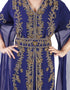 Islamic Navy Blue Georgette Pearl Embroidery Kaftan