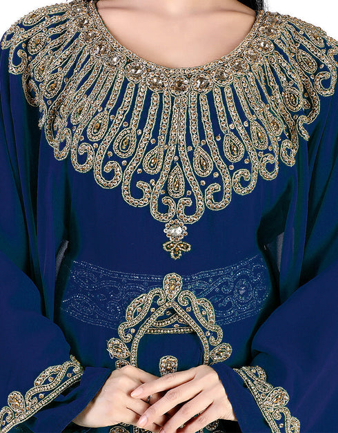 Traditional Blue Colored Georgette Heavy Farasha