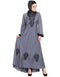 Modern Hand embroidered Umbrella Nida Abaya Grey