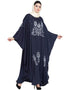 Trendy Thread Embroidered Nida Kaftan Blue