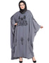 Muslim Thread Embroidered Nida Kaftan Black