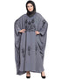 Muslim Thread Embroidered Nida Kaftan Black