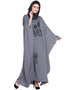 Muslim Thread Embroidered Nida Kaftan Black
