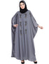 Arabic Thread Embroidered Nida Kaftan Grey