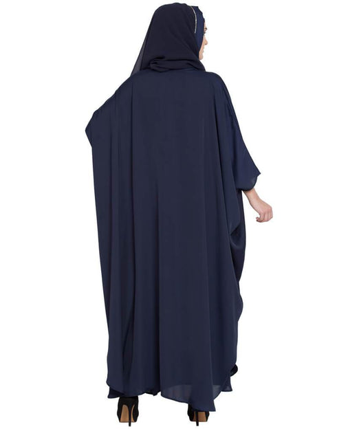 Women Thread Embroidered Nida Kaftan Blue