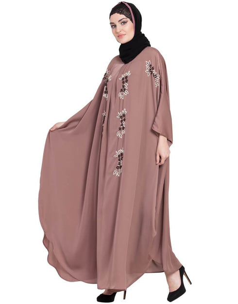 Chic Thread Embroidered Nida Kaftan Coffee