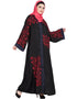 Trendy Front Open embroidered Dubai Kaftan Black