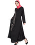 Muslim Front Embroidered Umbrella Abaya Black Women Online shopping USA