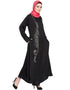 Muslim Front Embroidered Umbrella Abaya Black Women Online shopping USA