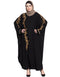 Modest tread embroidered butterfly Dubai Kaftan Black Women Online shopping USA
