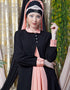 Muslimah Contrast Yoke Black Peach Casual Abaya Peach