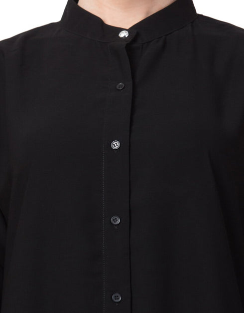 Islamic Front Open Chinese Collar casual Abaya Black