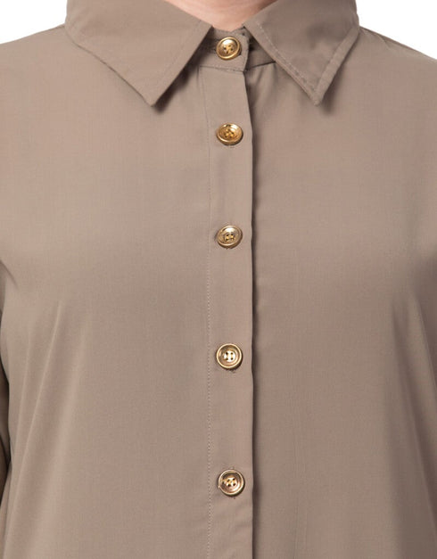 Arabic Contrast Piping at Sleeve Casual Abaya Cream