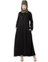 Muslimah extra decorative Button Casual Nida Abaya Black