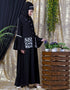Muslim Embroidered Pocket Bell Sleeve casual Abaya Black