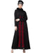 Modern front embroidered Zip at neck Nida Abaya Red