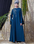 Muslim Hand work Teal Party Abaya Blue