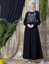Chic Embroidered Party Abaya Silver