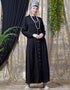 Dubai Front open with pleats from waist casual abaya Black