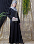 Women Side Open Band At Waist Nida Abaya Black