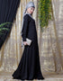 Women Side Open Band At Waist Nida Abaya Black