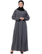 Women Contrast Piping at Sleeve Casual Abaya Grey