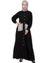 Dubai Front Open white patch pocket Casual Abaya Black