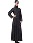 Women Patch Pocket Denim Abaya Black