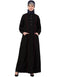 Muslimah Princess Seam Contrast Pipping Executive Abaya Black