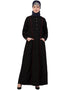 Muslimah Princess Seam Contrast Pipping Executive Abaya Black
