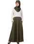 Trendy Lace Body Solid Skirt Two Color Abaya White