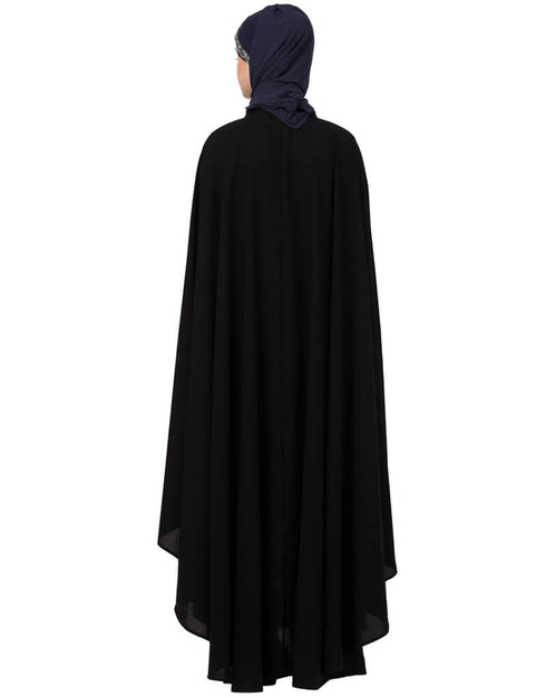 Arabic Contrast Zari Embroidered Irani Kaftan Black