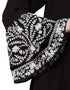 Women Bell Embroidered Sleeve Front Open Abaya Black