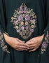 Dubai Center Embroidered Irani Kaftan Green