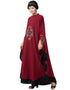 Islamic Center Embroidered with Contrast band Irani Kaftan Maroon