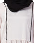 Chic contrast piping gather at waist flare Abaya Light Pink