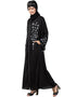 Trendy Front open Hand embroidered Nida Dubai Kaftan Black